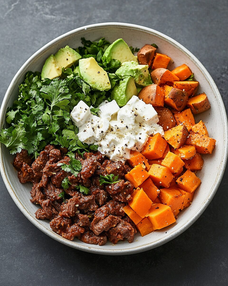 High Protein Beef Sweet Potato Bowls