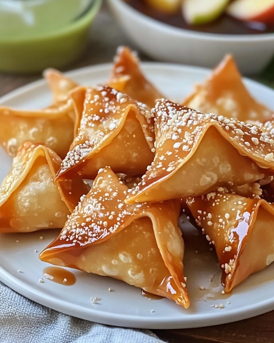 Air Fryer Caramel Apple Wontons