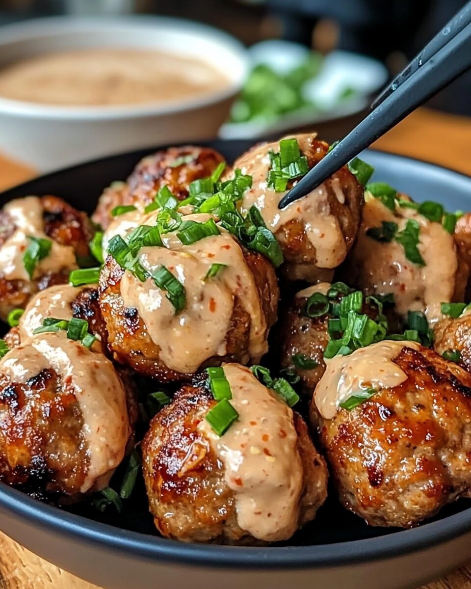 Korean BBQ Meatballs with Spicy Mayo Dip