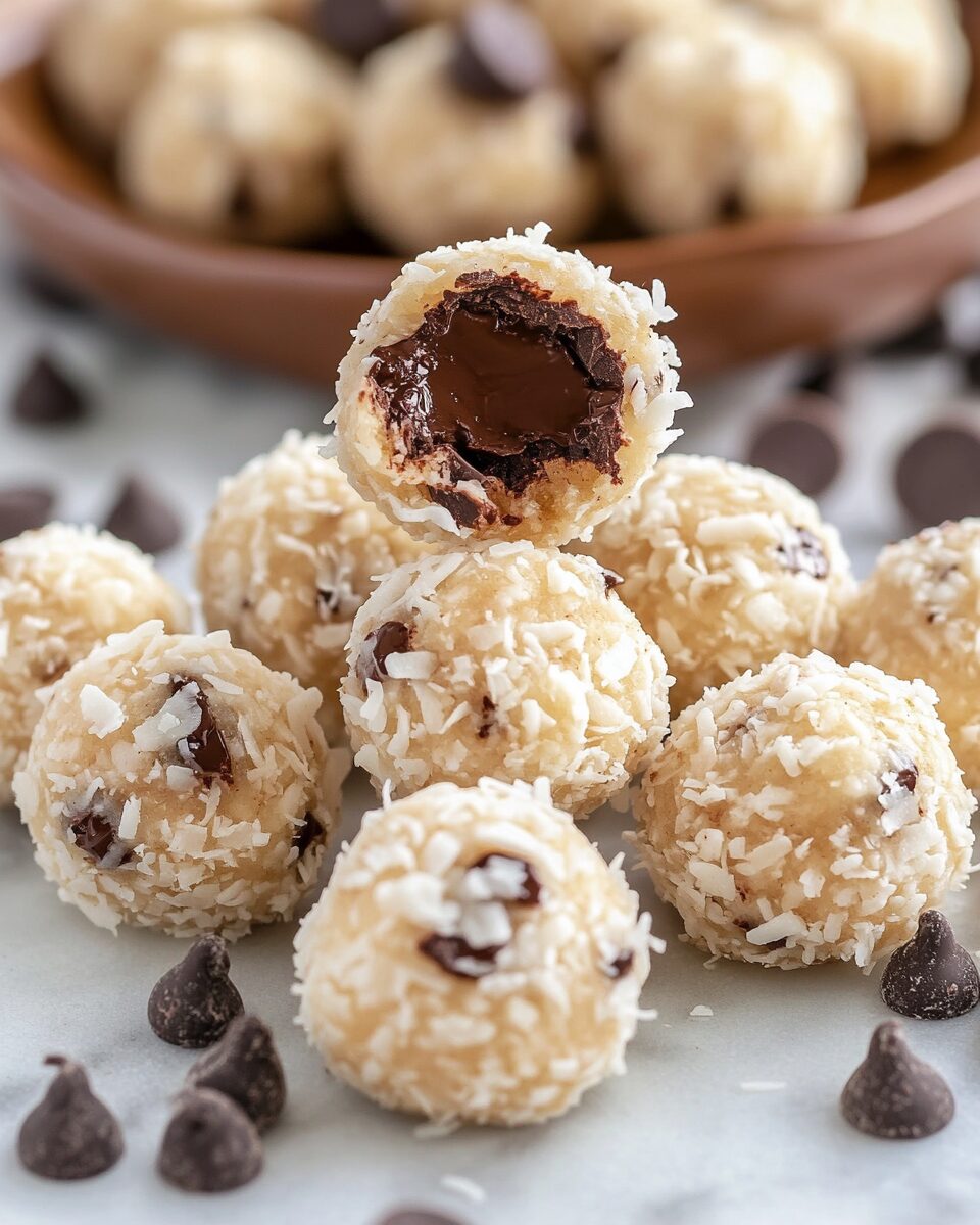 No-Bake Coconut Cookie Balls with Chocolate Centers
