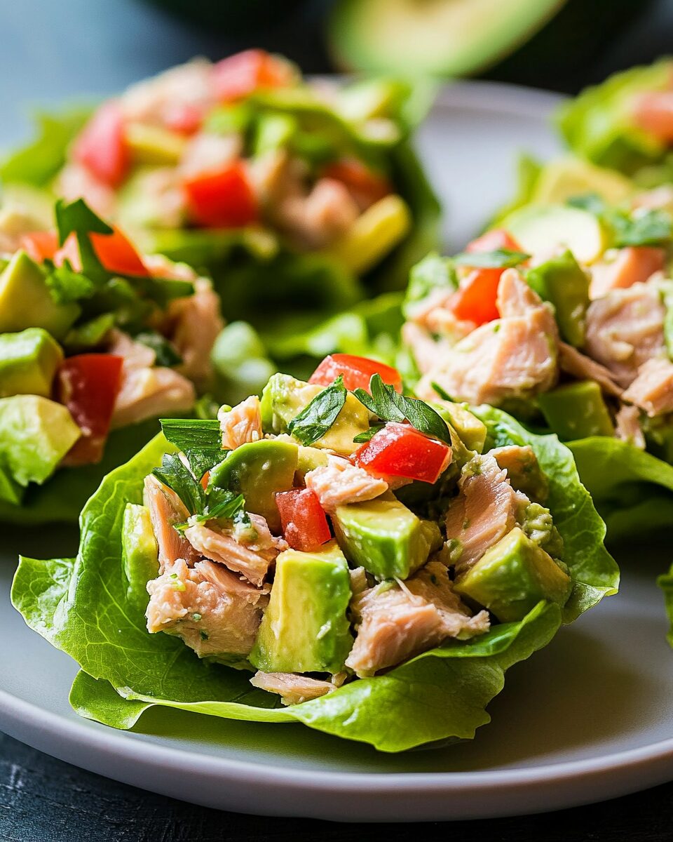 Avocado Tuna Salad Lettuce Wraps