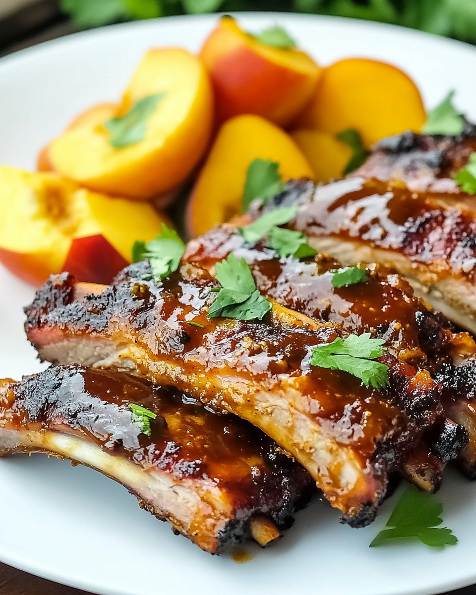 Baby Back Ribs with Balsamic-Peach BBQ Sauce