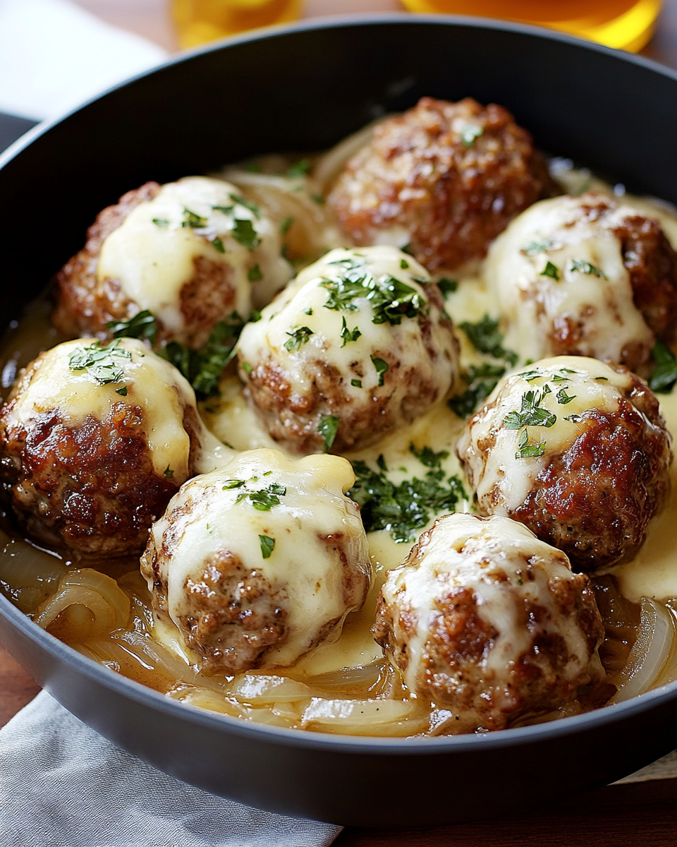 French Onion Meatballs