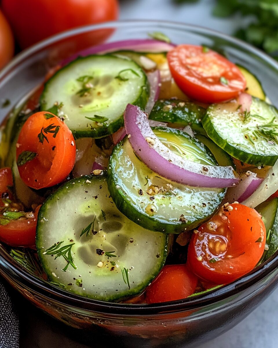 Marinated Cucumbers, Onions, and Tomatoes