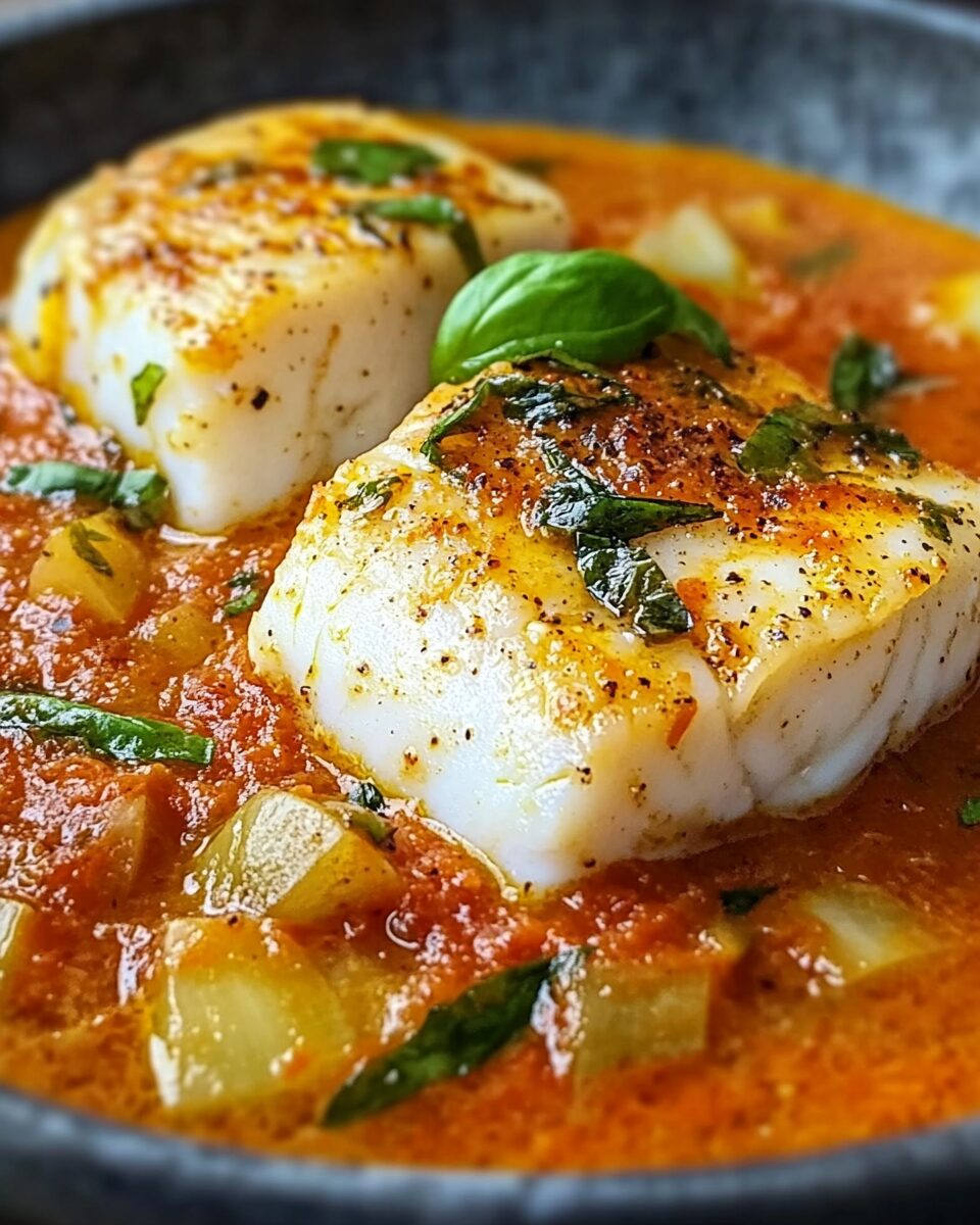 Cod in Roasted Red Pepper Sauce
