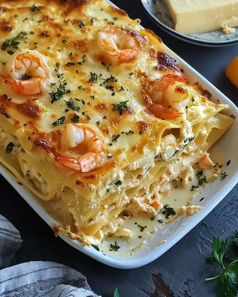 Garlic Butter Shrimp Scampi Lasagna