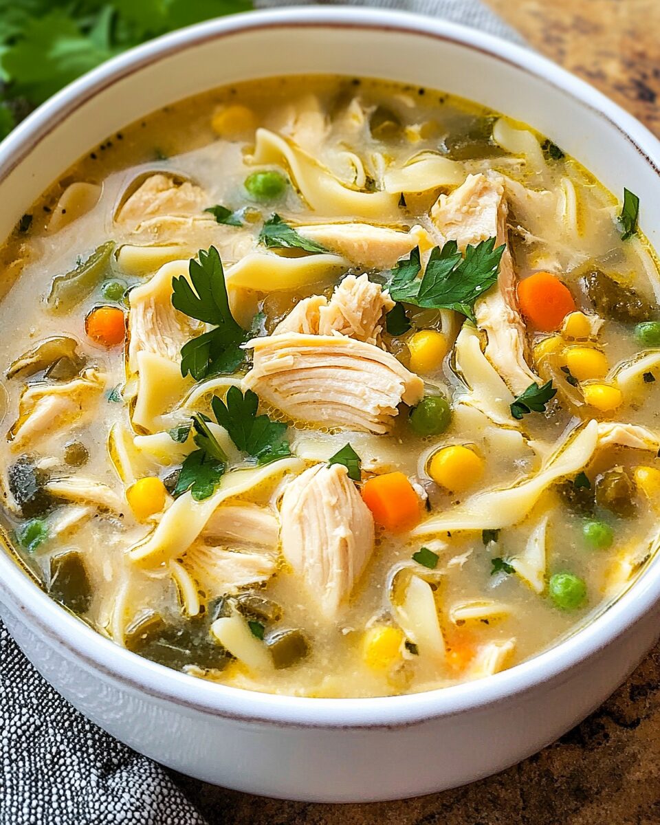 Green Chili Chicken Noodle Soup