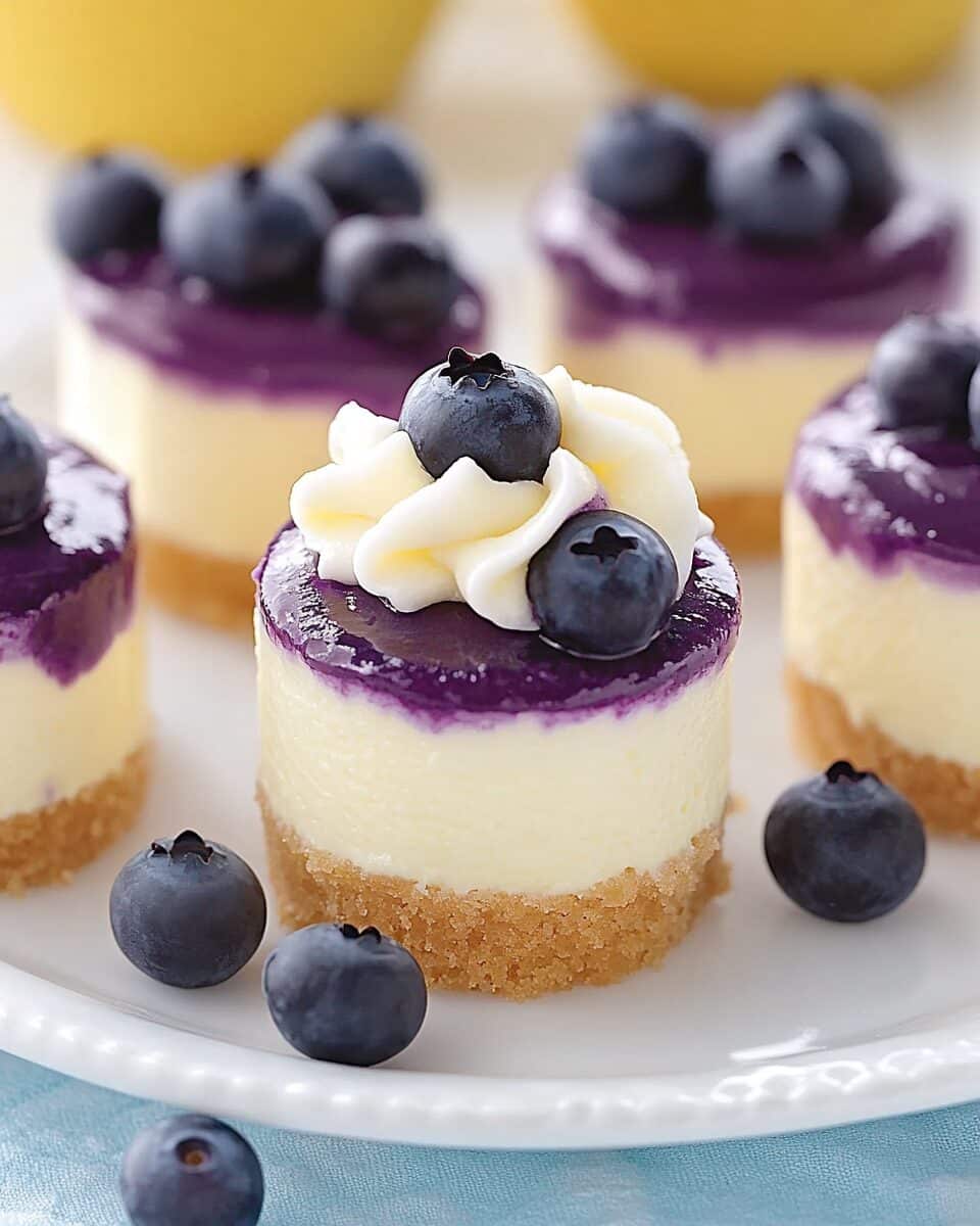 Mini Lemon Blueberry Cheesecakes