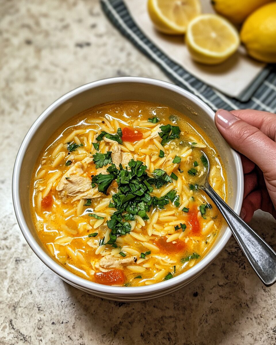 Lemon Chicken Orzo Soup
