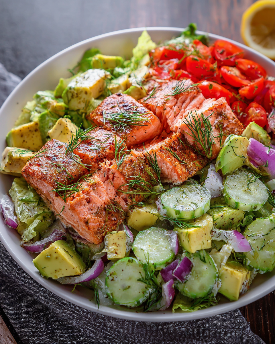 Lemon-Dill Salmon Garden Salad