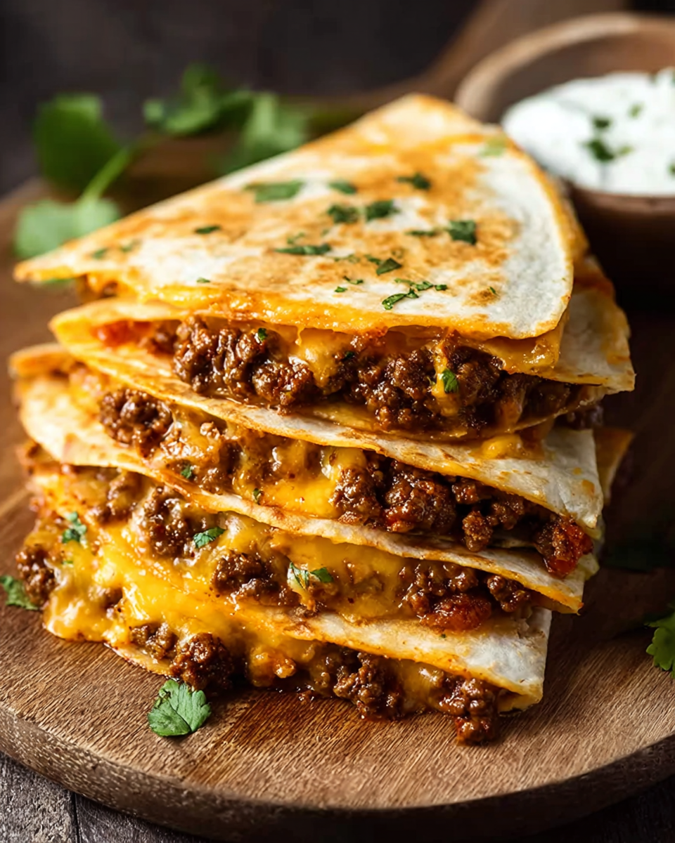 Cheesy Ground Beef Quesadillas