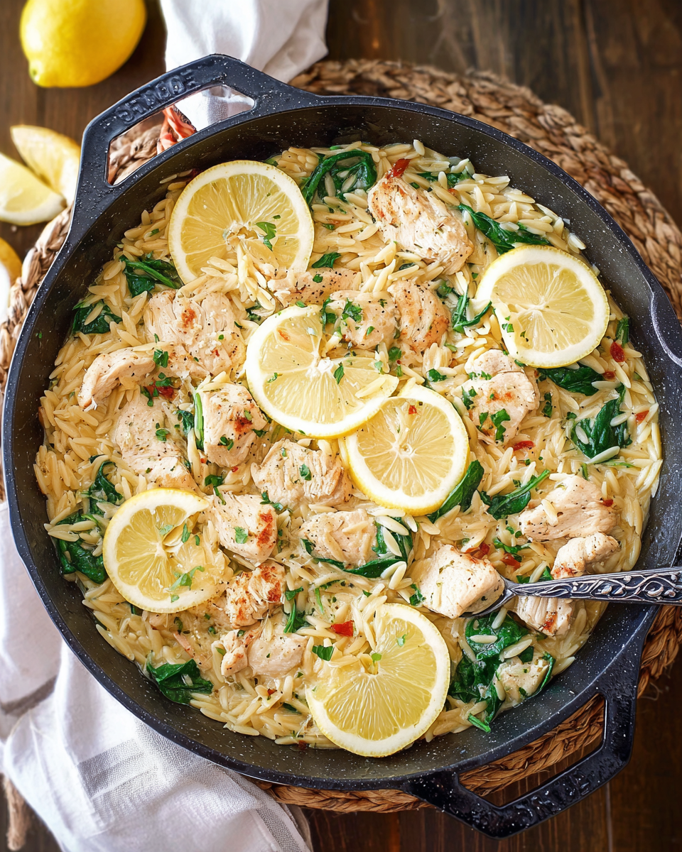 Creamy Lemon Orzo with Chicken