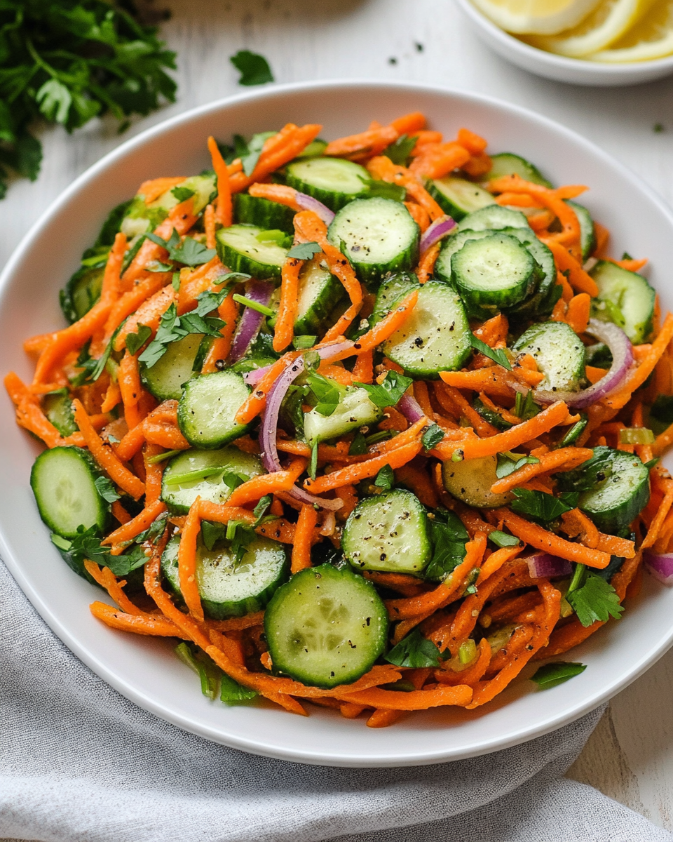 Crunchy Cucumber, Carrot and Celery Salad