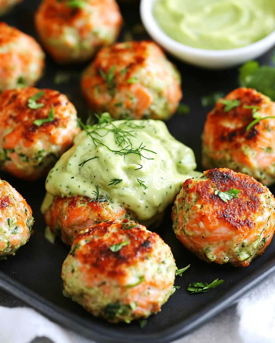 Baked Salmon Meatballs with Creamy Avocado Sauce