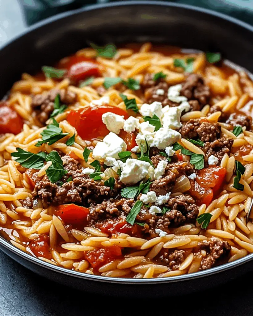 Greek Beef Orzo Pasta