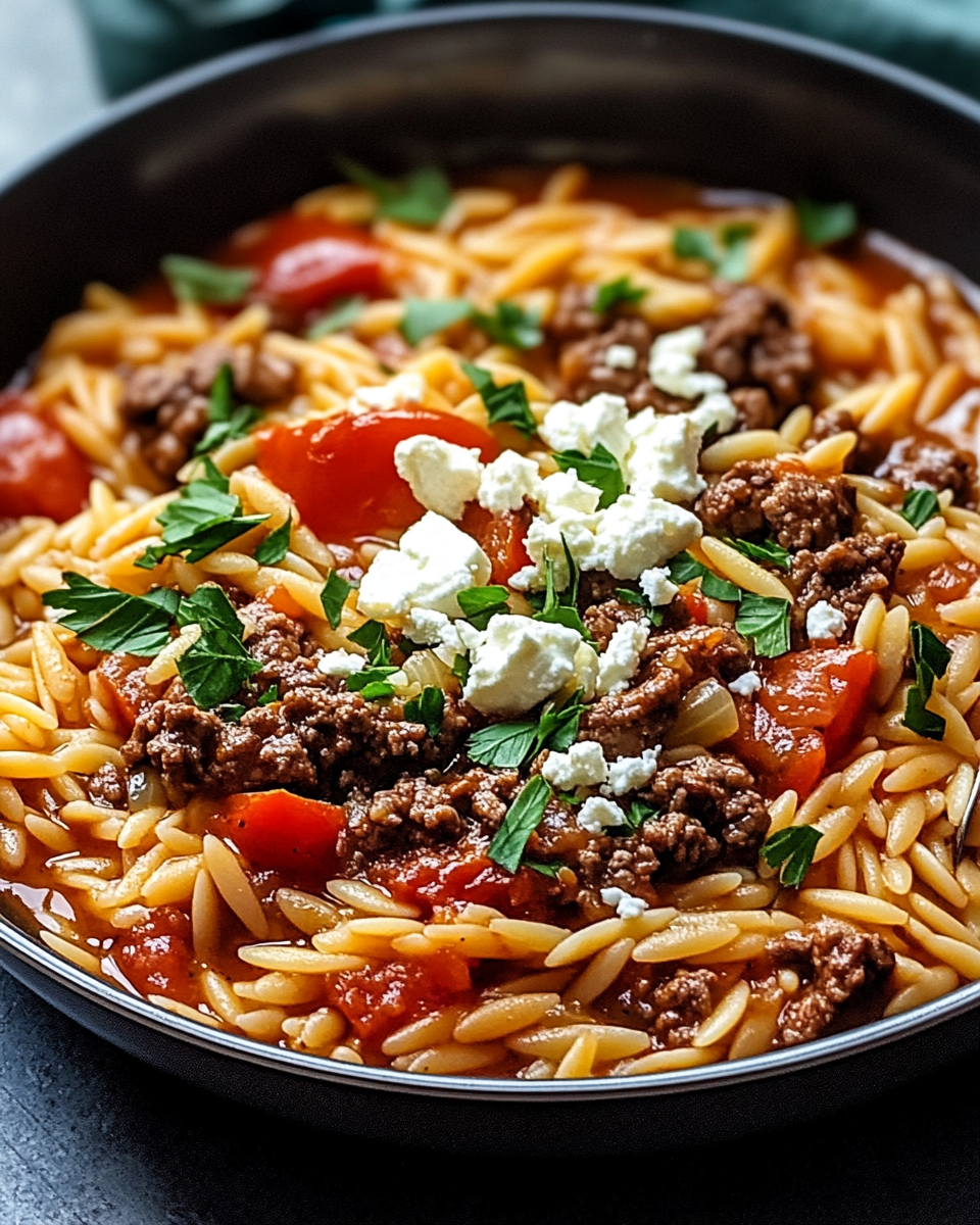 Greek Beef Orzo Pasta