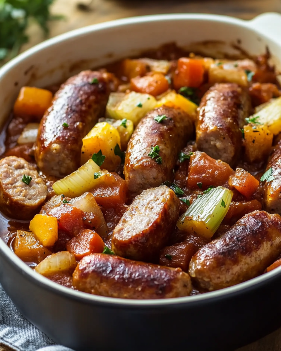 Hearty Slow-Cooked Sausage and Vegetable Casserole