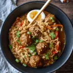 Slow Cooker Mongolian Meatball Ramen