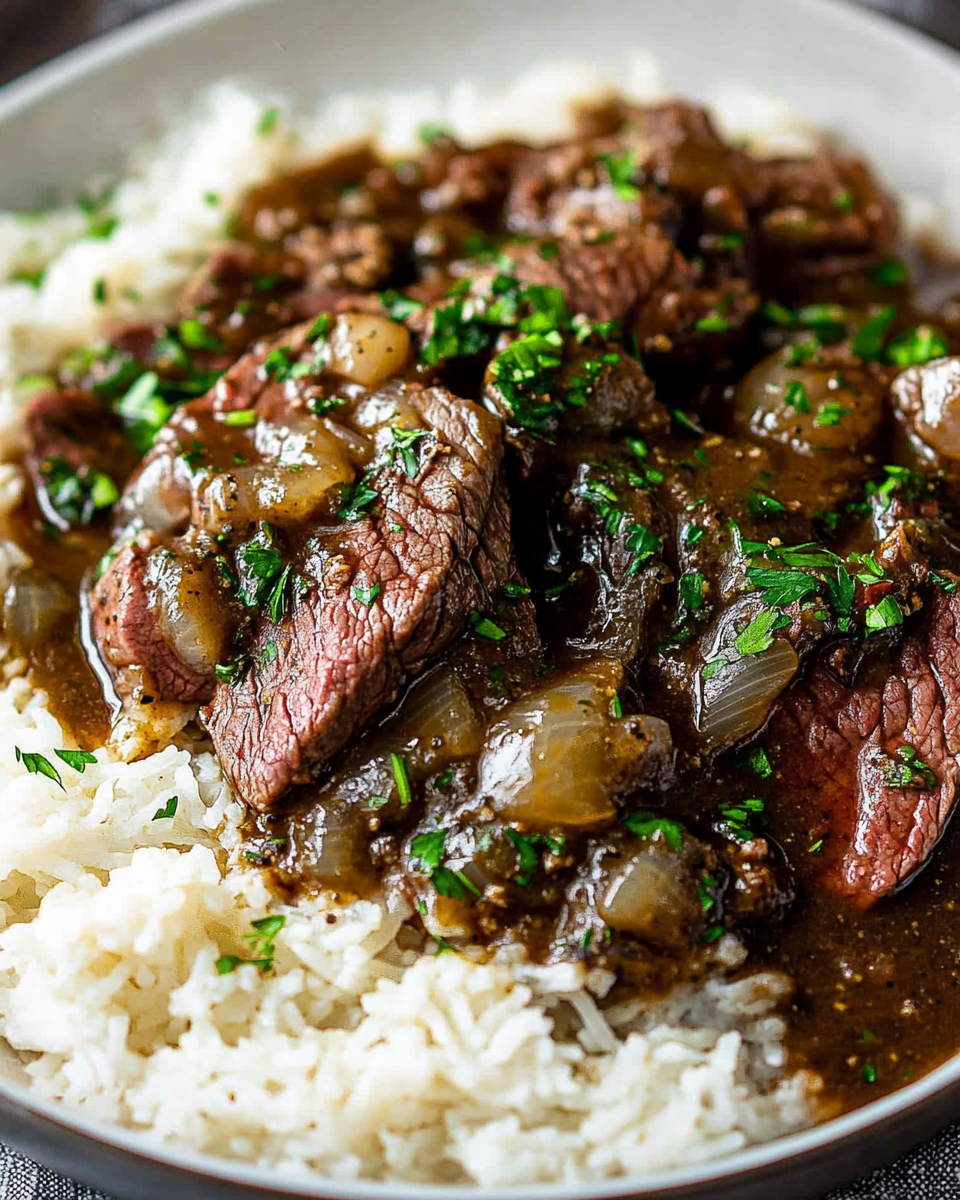 Smothered Steak and Rice