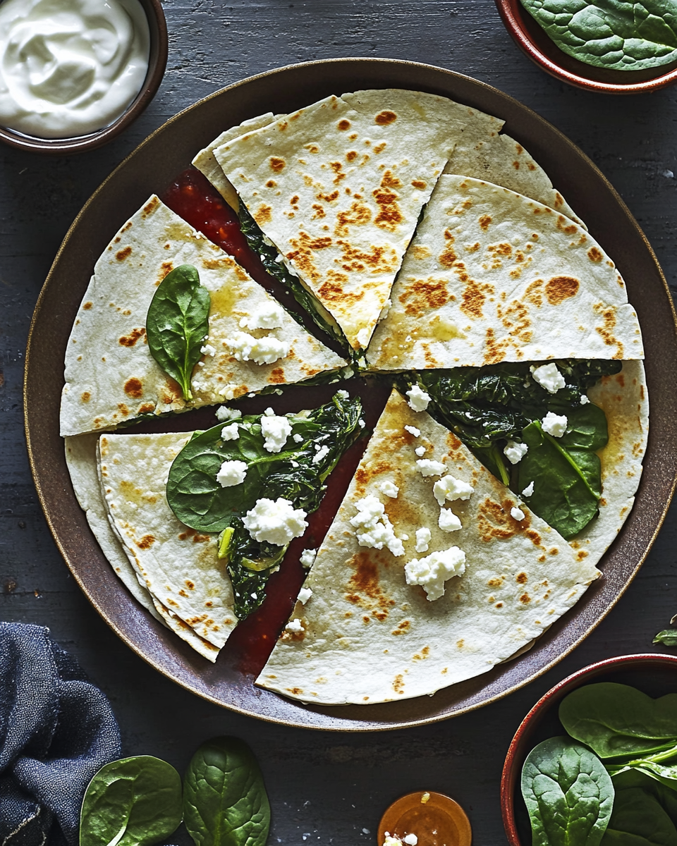 Spinach and Feta Quesadillas