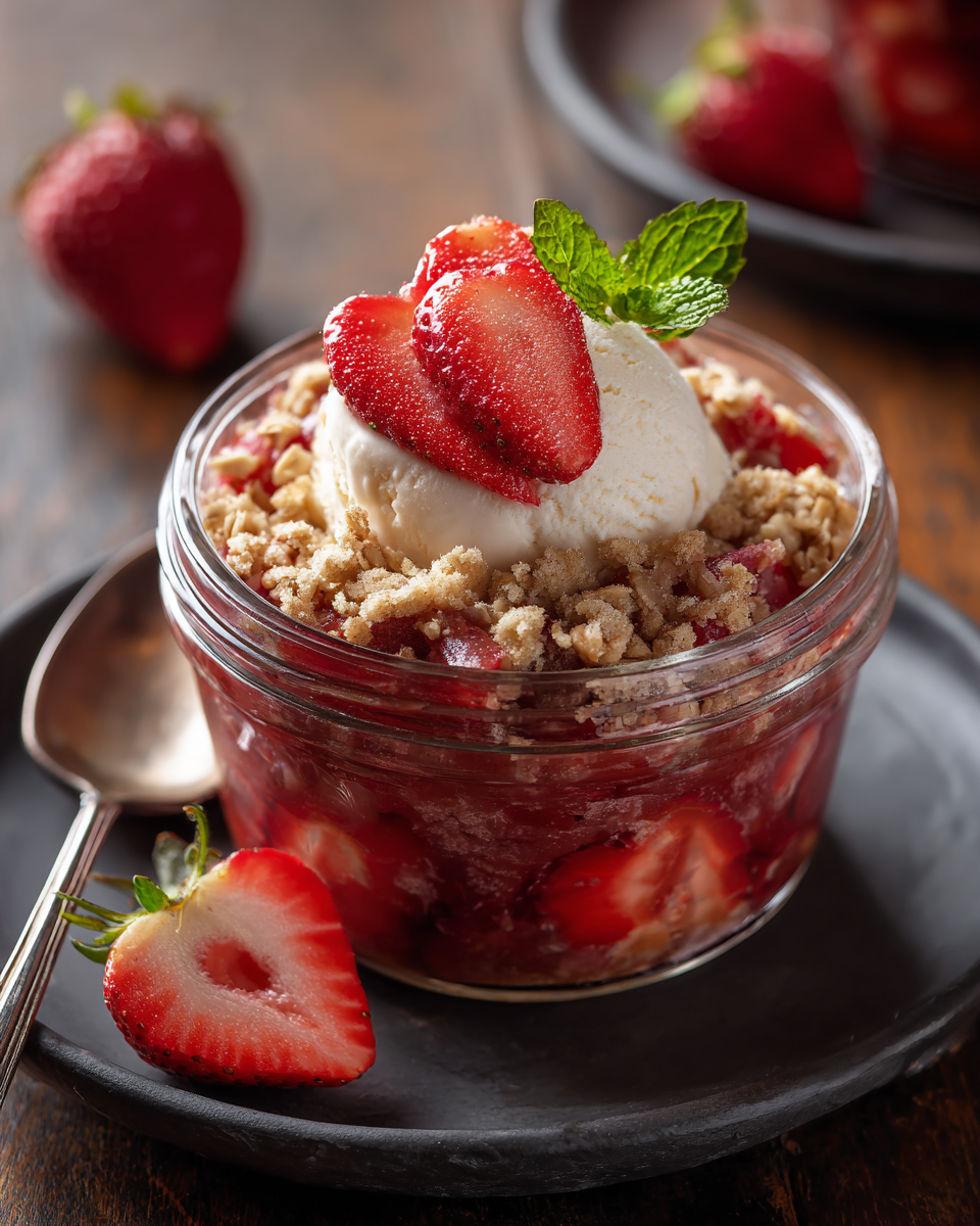 Strawberry Rhubarb Crockpot Crumble
