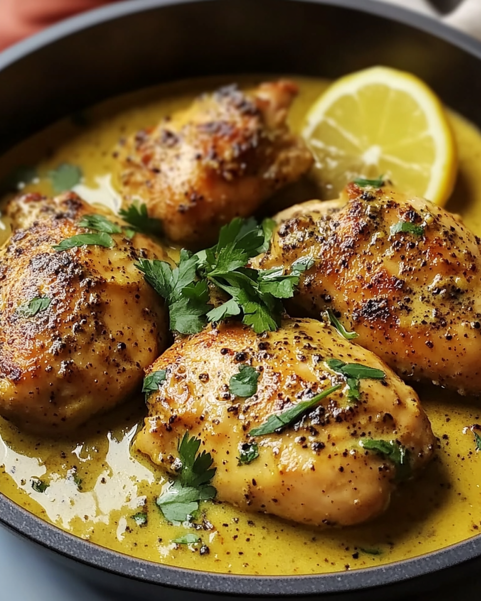 Zesty Black Pepper Chicken in Creamy Lemon Yogurt Sauce