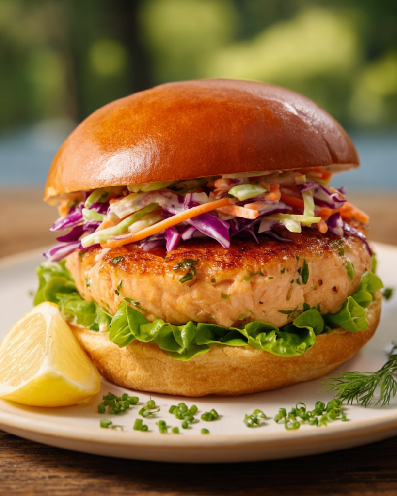 Salmon Burgers with Slaw