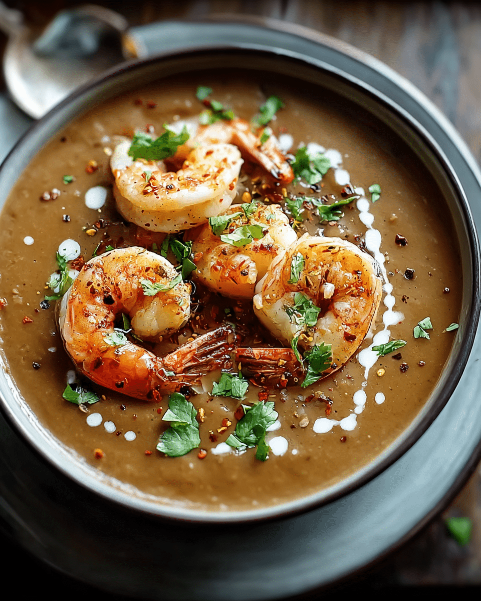 Black Bean Bisque with Shrimp