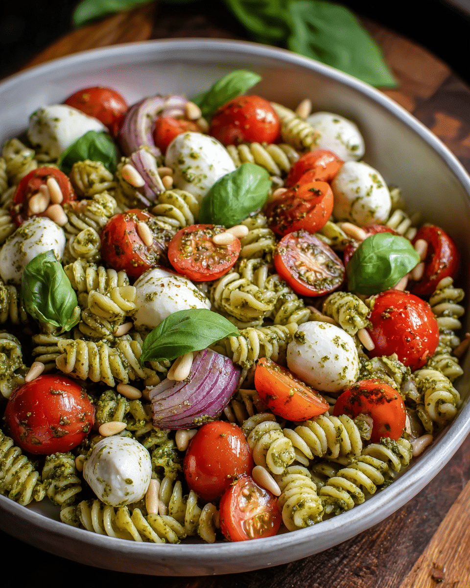 Pesto Caprese Pasta Salad