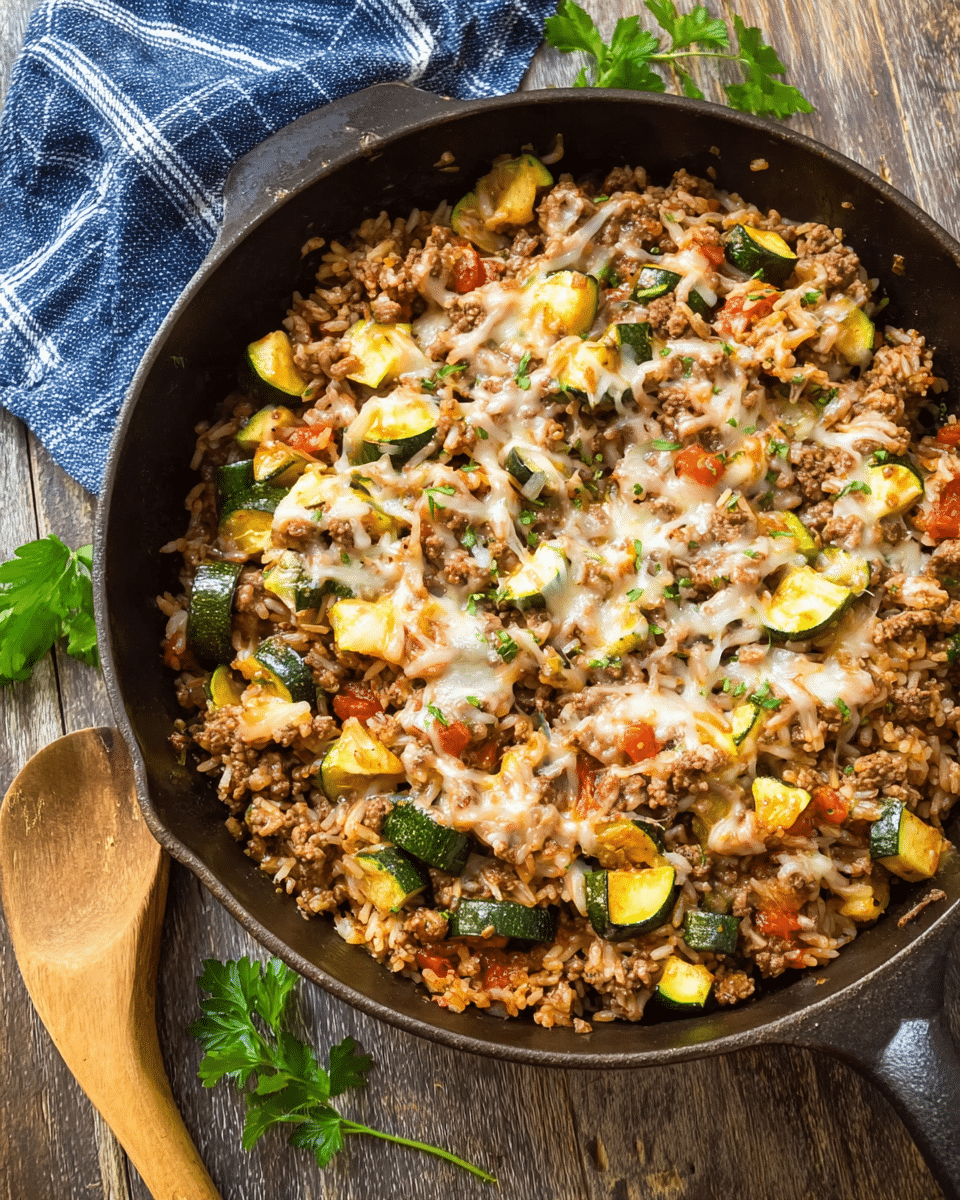 Ground Beef Zucchini Rice Skillet