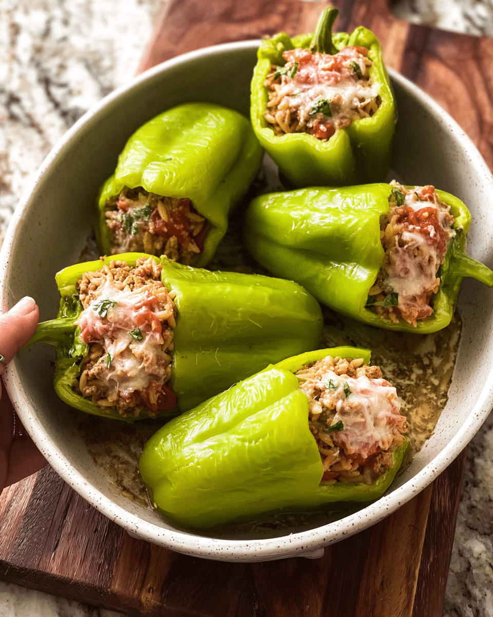 Italian Sausage & Orzo Stuffed Peppers