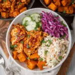 BBQ Chicken Bowls with Sweet Potatoes and Slaw