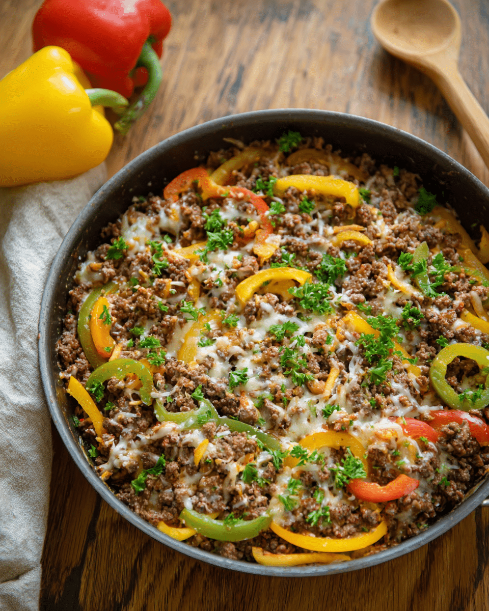 Macro-Friendly Ground Beef Philly Skillet