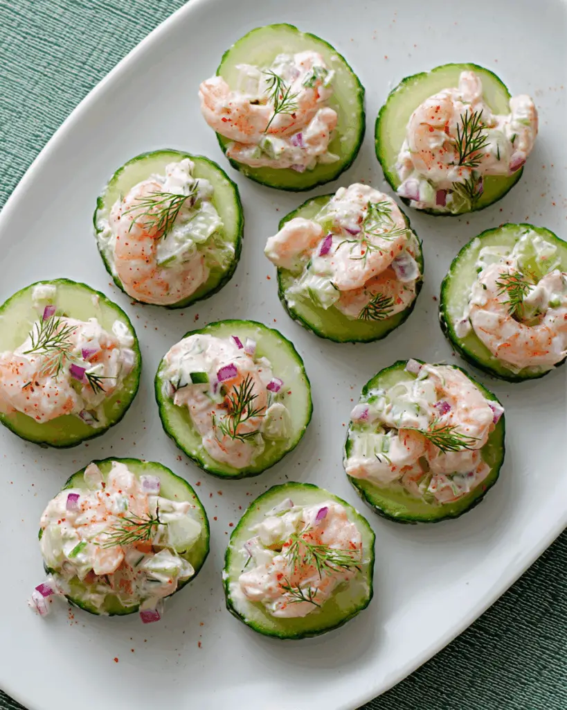 Shrimp Salad on Cucumber Slices