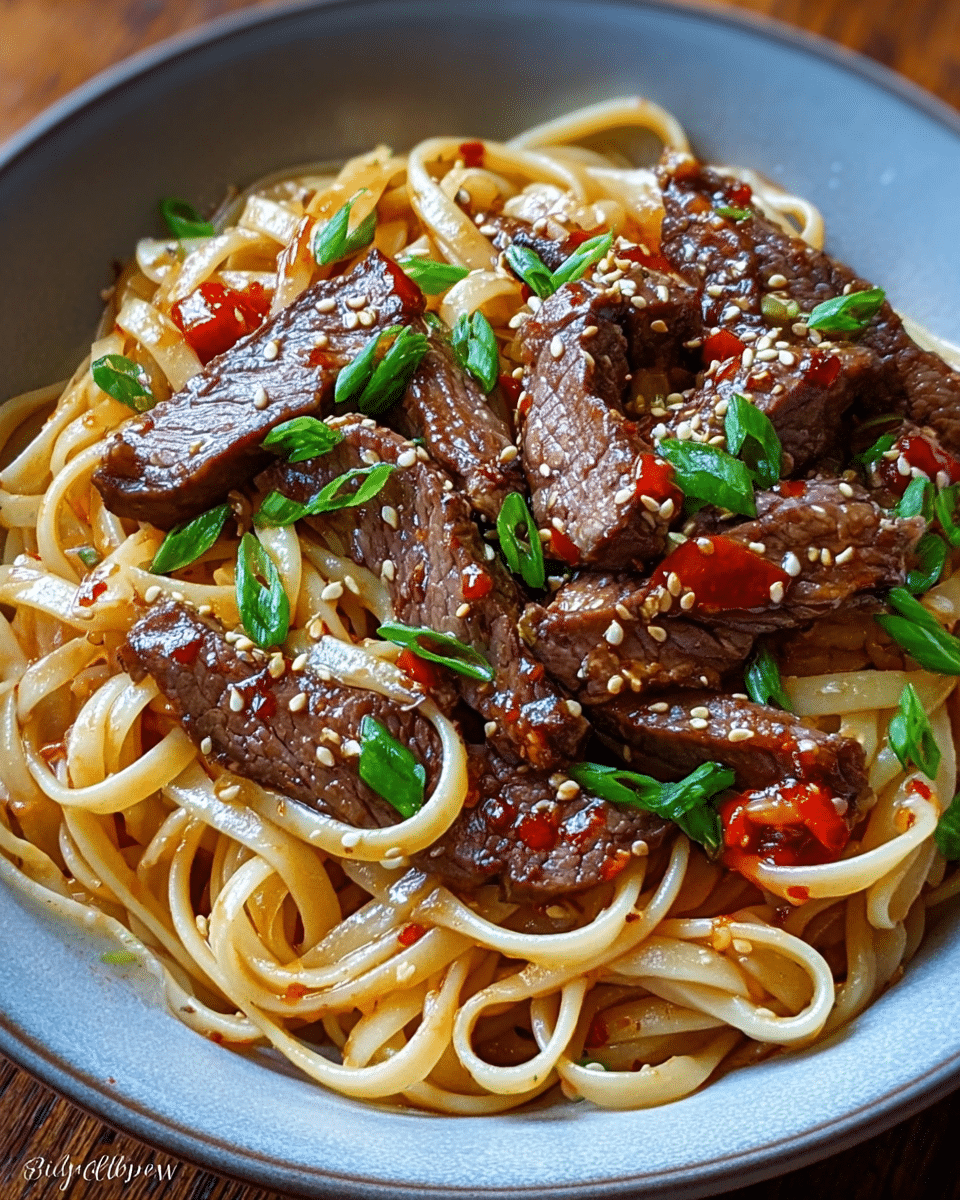 Sweet and Spicy Garlic Steak Pasta