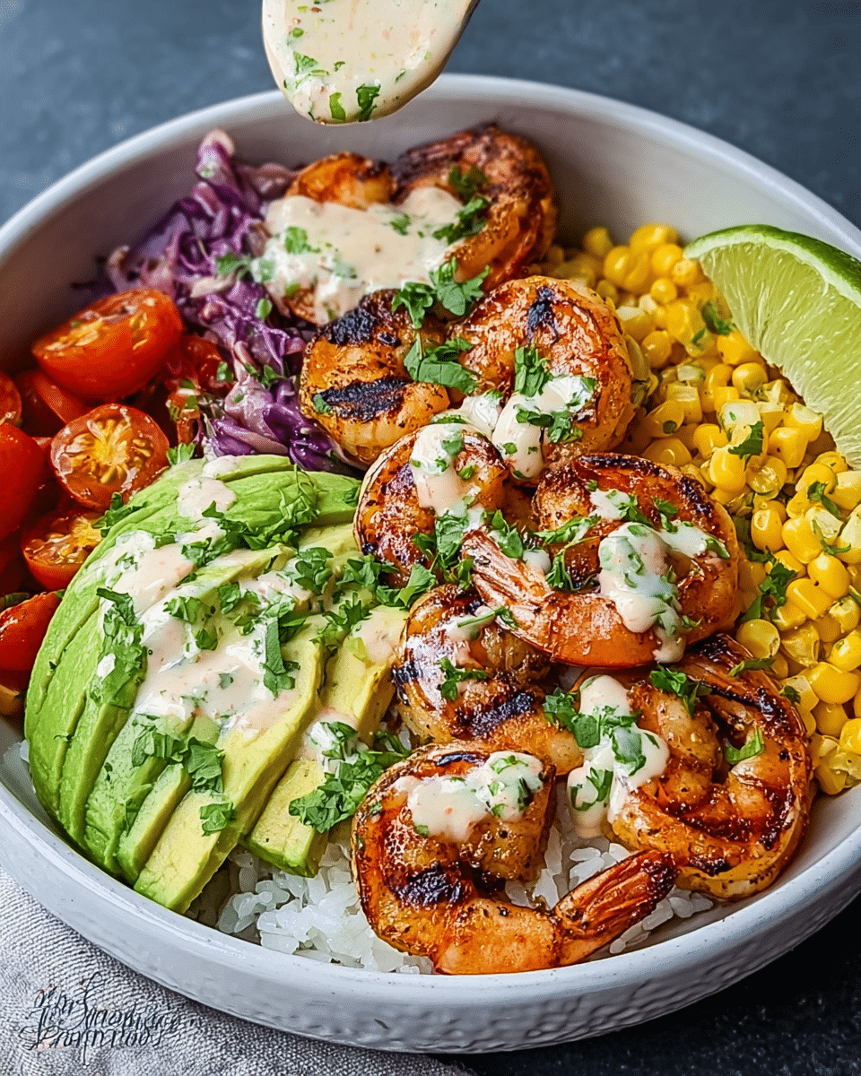 Grilled Shrimp Bowl with Avocado Corn Salsa