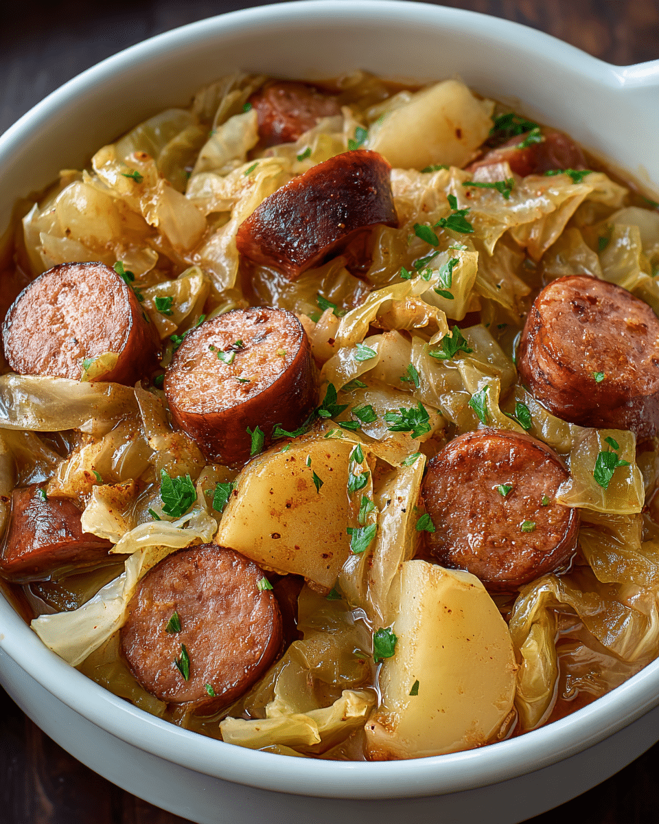 Slow Cooker Cabbage, Sausage, and Potatoes