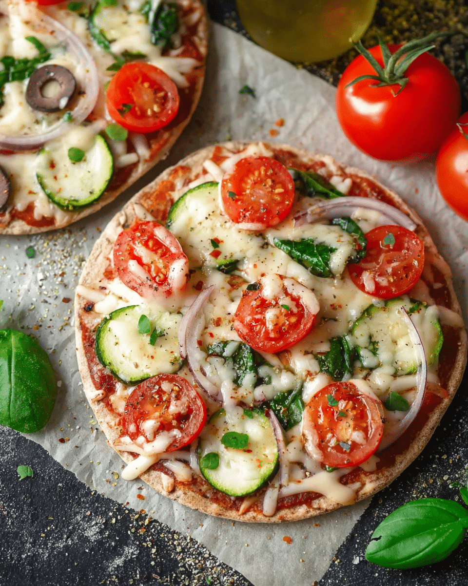 Pita Pizza with Veggie Toppings