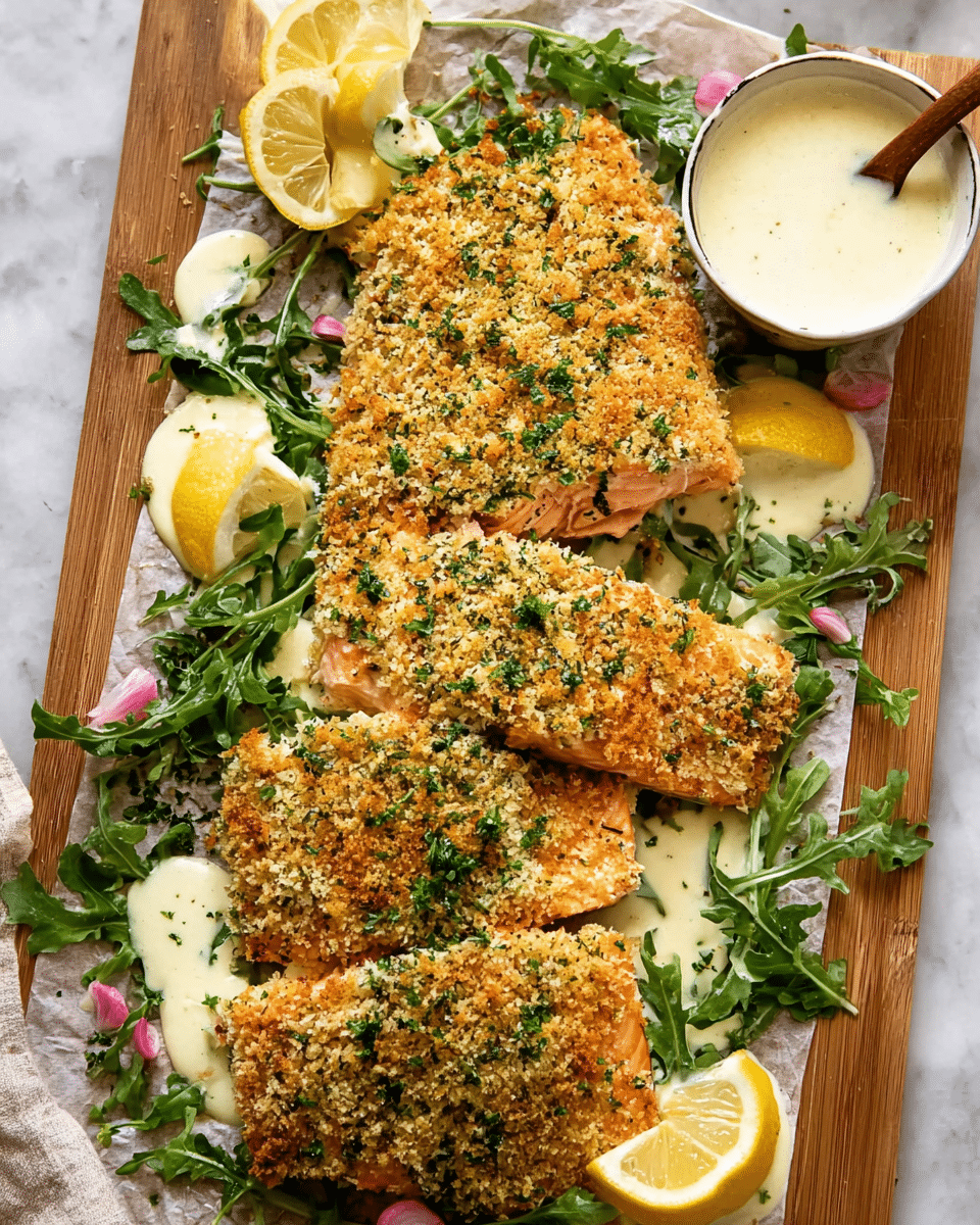 Parmesan Crusted Salmon with Lemon Cream Sauce