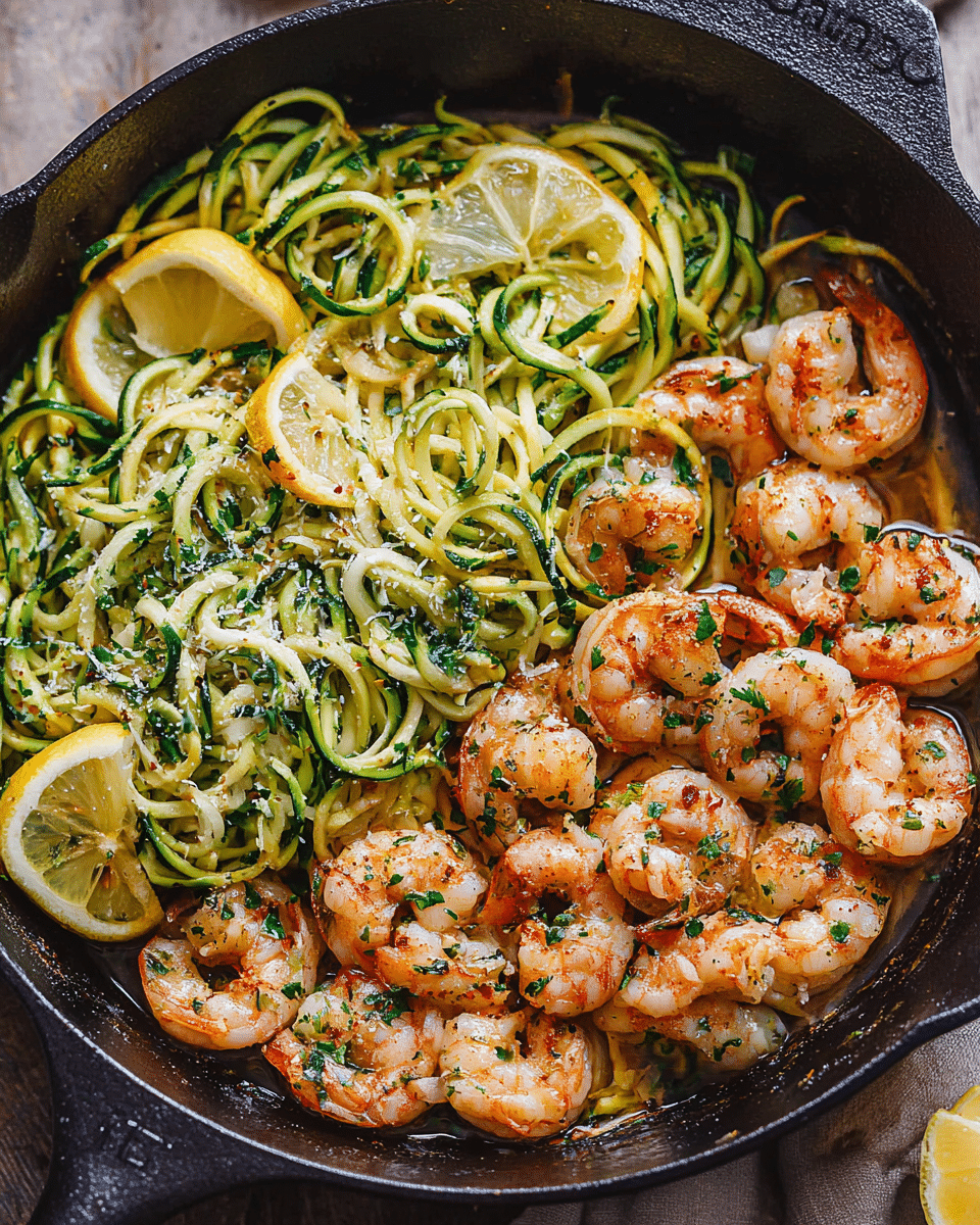 Lemon Garlic Butter Shrimp with Zucchini Noodles
