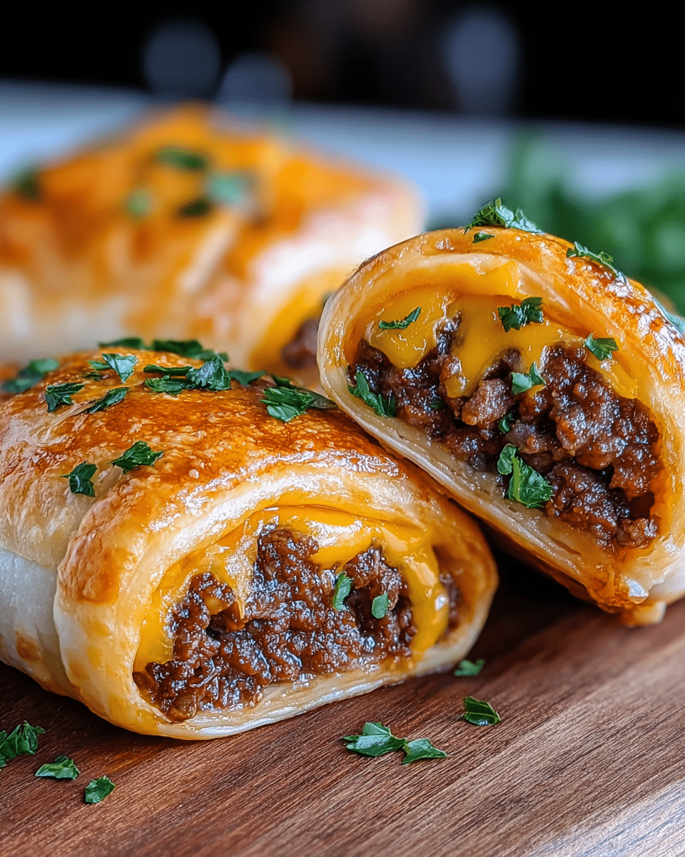 Garlic Butter Beef Cheeseburger Rollups