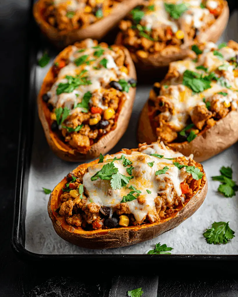Ground Turkey Stuffed Sweet Potatoes