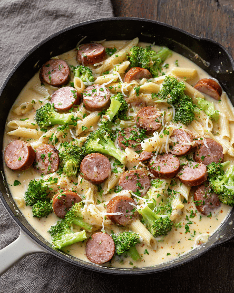 Creamy Kielbasa Broccoli Skillet