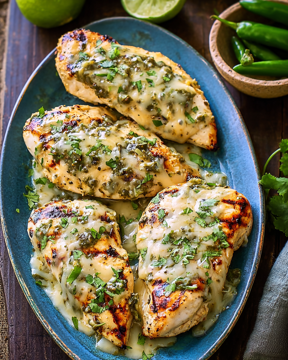 Grilled Salsa Verde Pepper Jack Chicken