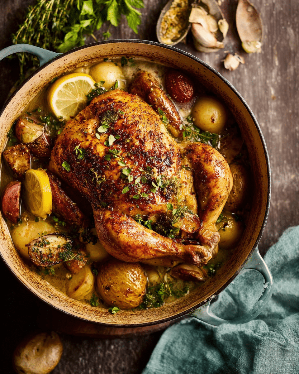 Creamy Lemon Herb Pot-Roasted Chicken