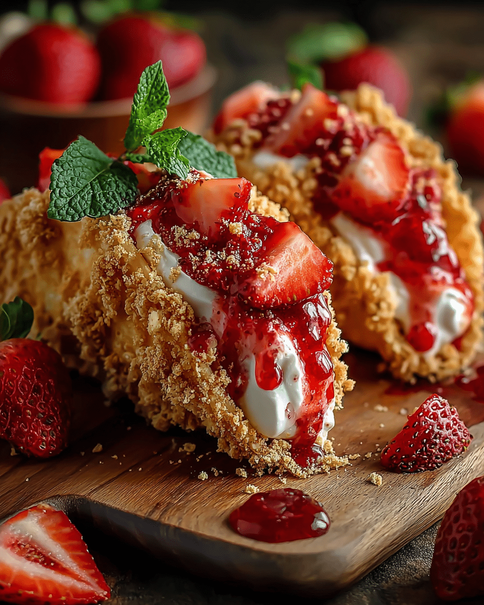 Strawberry Crunch Cheesecake Tacos