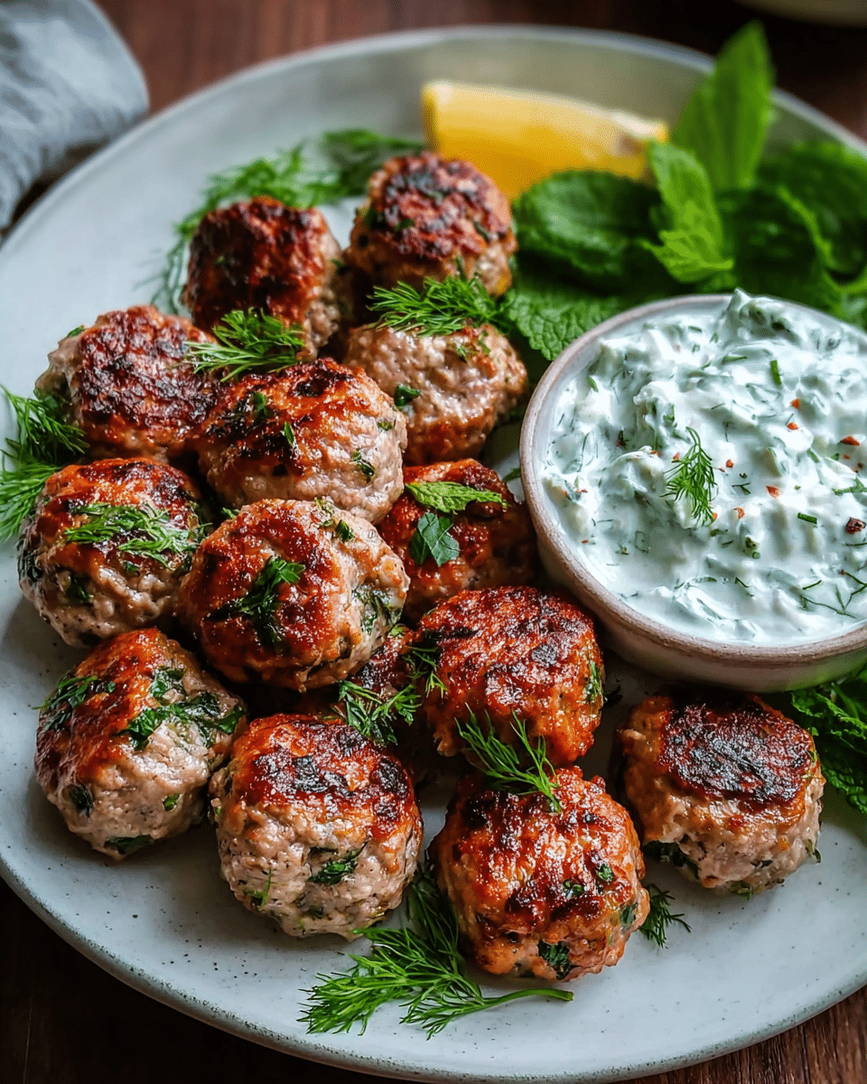 Greek Turkey Meatballs with Tzatziki