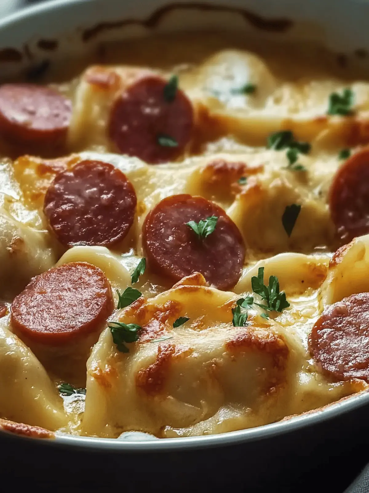 Crockpot Pierogi Casserole with Kielbasa
