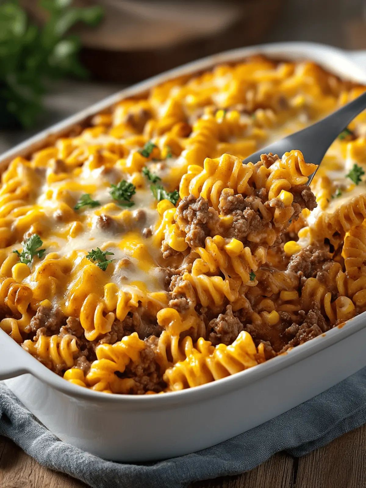 Loaded Cheddar Ranch Beef And Sweet Corn Rotini Bake