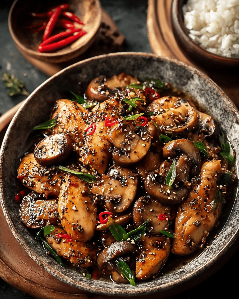 Black Pepper Chicken with Mushrooms
